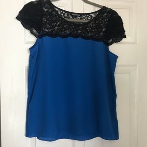 Express Blue Top with Lace